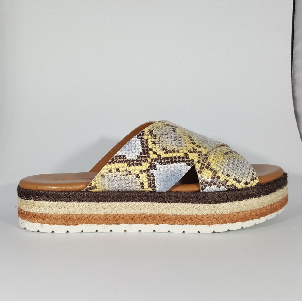 NR Rapisardi Cross Band Sandal on Woven Platform